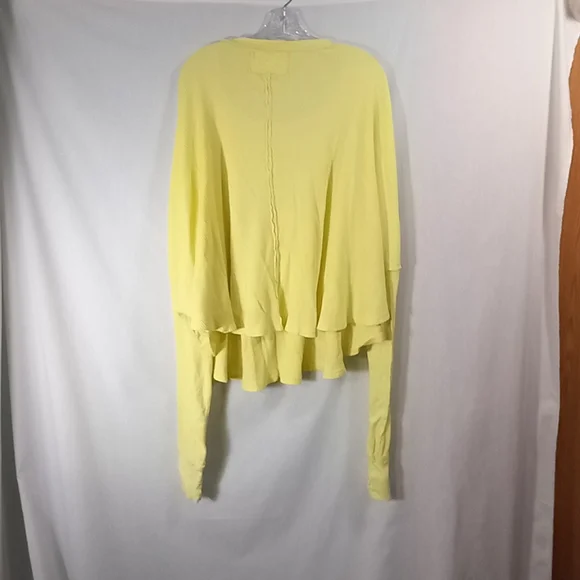 We The Free Yellow Cotton Oversized Waffle Knit Slouchy Top Size L - Picture 4 of 4